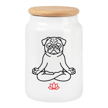 Livre de coloriage zen Pug Dog - Boîte à biscuits avec couvercle en bois - blanc - Devant