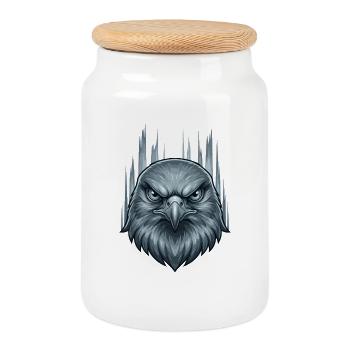 Tempête glacée Tête d’aigle - Boîte à biscuits avec couvercle en bois - blanc - Devant