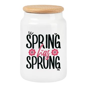 Le printemps est arrivé païen Printemps Équinoxe de mars - Boîte à biscuits avec couvercle en bois - blanc - Devant