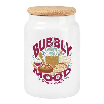 Sourdough Bubbly Mood Bread Baking Baker - Keksdose mit Holzdeckel - Weiß - Vorne
