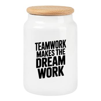 Teamwork Makes the Dream Work - Cookie Jar with Wooden Lid - white - Front