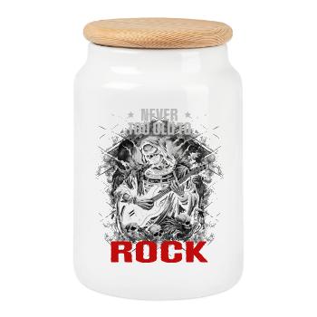 JAMAIS TROP VIEUX POUR ROCKER - Boîte à biscuits avec couvercle en bois - blanc - Devant