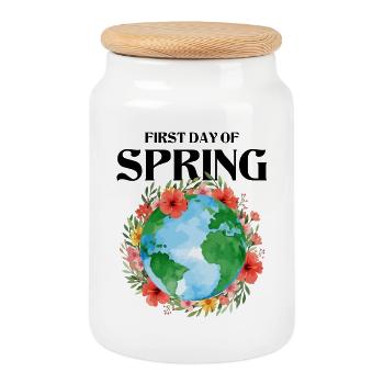 Premier jour de l’équinoxe de printemps Joyeuses Pâques Ostara - Boîte à biscuits avec couvercle en bois - blanc - Devant