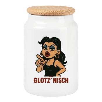 Glotz Nisch Bold Cartoon - Boîte à biscuits avec couvercle en bois - blanc - Devant