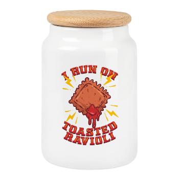 I Run On Toasted Ravioli - Cookie Jar with Wooden Lid - white - Front