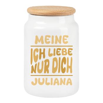 Geschenk für Juliana - Keksdose mit Holzdeckel - Weiß - Vorne