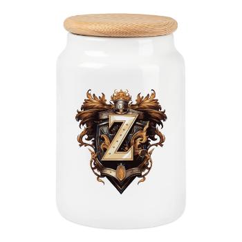 Z Buchstabe Name Krone - Keksdose mit Holzdeckel - Weiß - Vorne