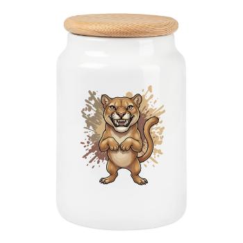 Tirage de dessins animés Wildcat en colère - Boîte à biscuits avec couvercle en bois - blanc - Devant