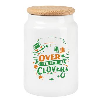 Ce n’est pas fini tant que ce n’est pas trèfle | La Saint-Patrick - Boîte à biscuits avec couvercle en bois - blanc - Devant
