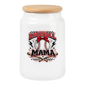 Baseball Mama Spieltag-Mama-Shirt - Keksdose mit Holzdeckel - Weiß - Vorne