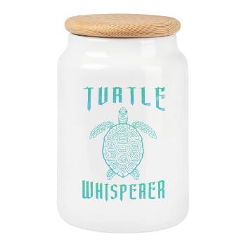 Turtle Whisperer Sea Turtle Teal Gradient Graphic - Keksdose mit Holzdeckel - Weiß - Vorne