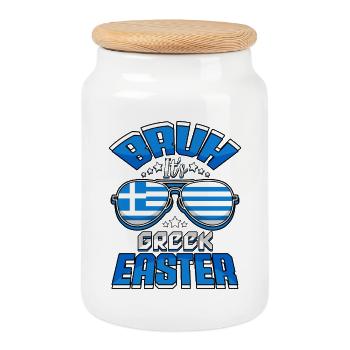 Orthodoxes Ostern Bruh Es ist griechisches Ostern - Keksdose mit Holzdeckel - Weiß - Vorne