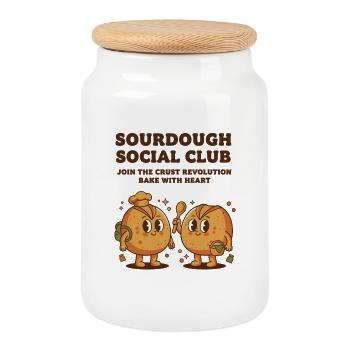 Sourdough Social Club Crust Revolution Baking Era - Cookie Jar with Wooden Lid - white - Front