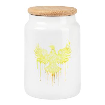 Phönix aus Gold – Edle Adler Silhouette Street Art - Keksdose mit Holzdeckel - Weiß - Vorne