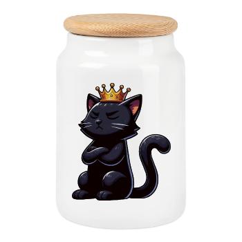 Drôle de chat chats chat amoureux chaton - Boîte à biscuits avec couvercle en bois - blanc - Devant