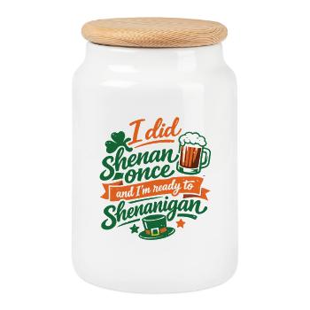Prêt devant les bêtises | La Saint-Patrick - Boîte à biscuits avec couvercle en bois - blanc - Devant