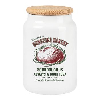 Sourdough Bread Baking Baker Sunstone Bakery - Cookie Jar with Wooden Lid - white - Front