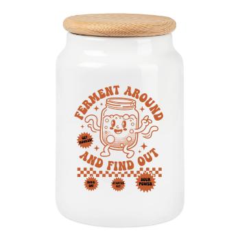 Fermentation au levain autour et découvrez la cuisson du pain - Boîte à biscuits avec couvercle en bois - blanc - Devant