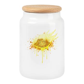 Mystic Eye Gold Edition – Urban Street Art Auge - Keksdose mit Holzdeckel - Weiß - Vorne