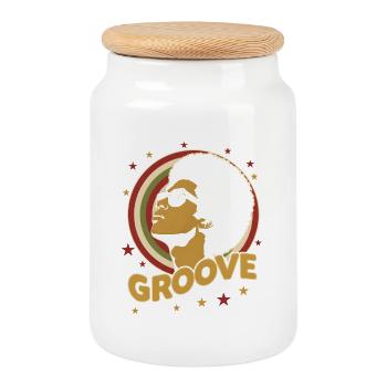 70s Funk Afro Soul Retro Vintage Groove Style - Cookie Jar with Wooden Lid - white - Front