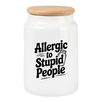 Allergique aux personnes stupides - Boîte à biscuits avec couvercle en bois - blanc - Devant
