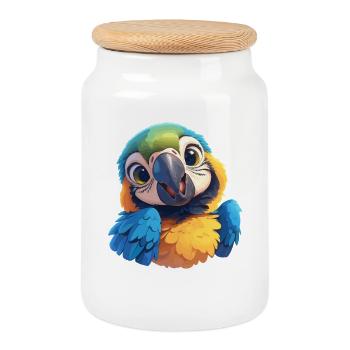 Macaw's Era - Cookie Jar with Wooden Lid - white - Front