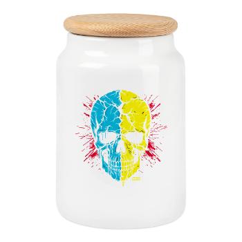 Skull Split Neon Palette - Keksdose mit Holzdeckel - Weiß - Vorne