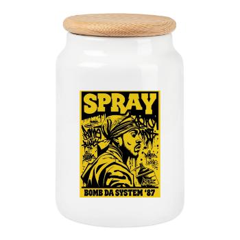 Bombe Spray Da System 87 - Boîte à biscuits avec couvercle en bois - blanc - Devant