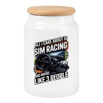 Alles Was Mich Interessiert Ist Sim Racing Und Vie - Keksdose mit Holzdeckel - Weiß - Vorne