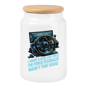 J’ai déjà conduit une vraie voiture, la Force - Boîte à biscuits avec couvercle en bois - blanc - Devant