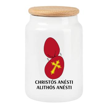 Christos Anesti Alithos Anesti Orthodoxes Ostern - Keksdose mit Holzdeckel - Weiß - Vorne