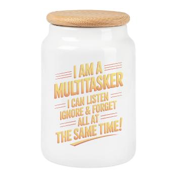 Multitasker Sprüche Sarkasmus Bürohumor Geschenk - Keksdose mit Holzdeckel - Weiß - Vorne