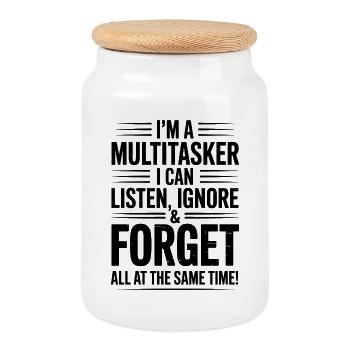 Multitasker Sprüche Sarkasmus Bürohumor Geschenk - Keksdose mit Holzdeckel - Weiß - Vorne