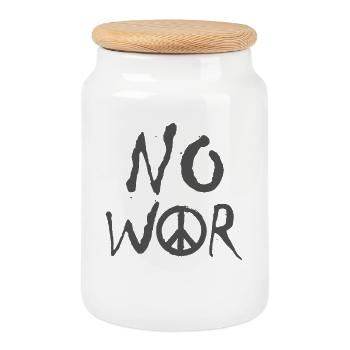 PAS DE GUERRE – Déclaration pour la paix contre la guerre - Boîte à biscuits avec couvercle en bois - blanc - Devant