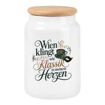  Wien Klingt Wie Klassik In Meinem Herzen Kaffee - Keksdose mit Holzdeckel - Weiß - Vorne