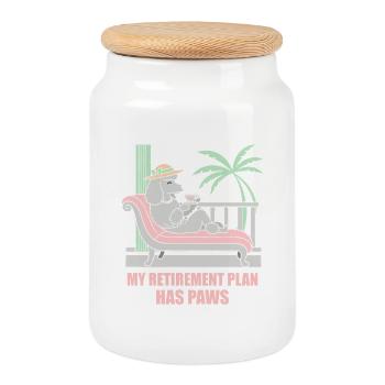 Retirement with paws poodle pension dog - Cookie Jar with Wooden Lid - white - Front