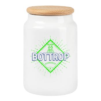 Bottrop Stadt Deutschland Retro Zeche Design - Keksdose mit Holzdeckel - Weiß - Vorne