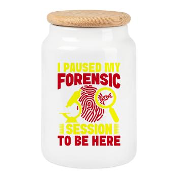 Forensic Science Major Paused My Forensic Be Here - Cookie Jar with Wooden Lid - white - Front