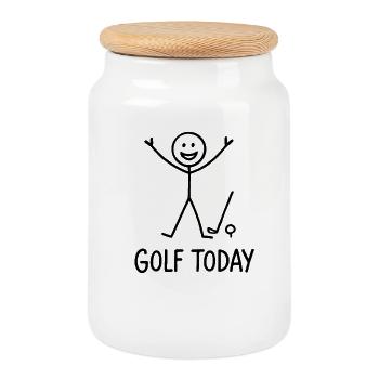 Golf Today Golfspieler Humor Geschenkidee Golfer - Keksdose mit Holzdeckel - Weiß - Vorne