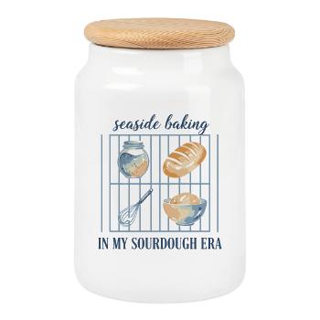 Sourdough Baking Bread Baking Era - Cookie Jar with Wooden Lid - white - Front