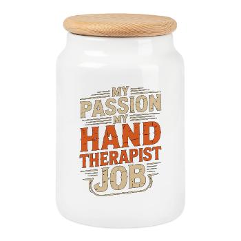 Hand Therapist My Passion My Physical Therapist - Cookie Jar with Wooden Lid - white - Front