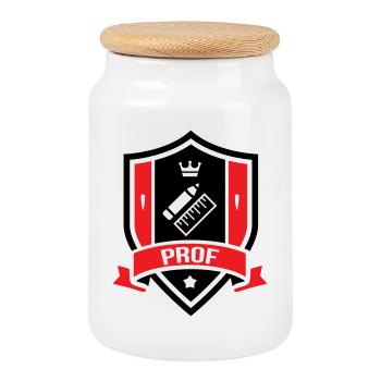 Blason Académique Professeur Couronne  - Boîte à biscuits avec couvercle en bois - blanc - Devant