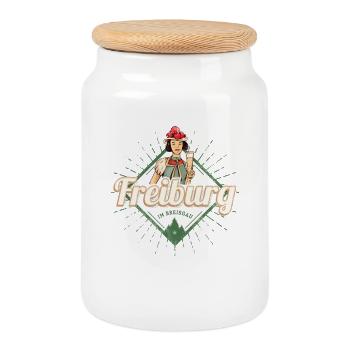 Freiburg Baden-Württemberg Deutschland Souvenir - Keksdose mit Holzdeckel - Weiß - Vorne