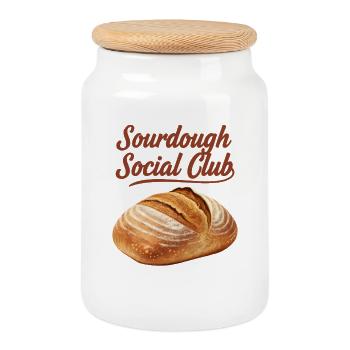 Sauerteig-Sozialclub Brotbacker Lokaler Bäcker - Keksdose mit Holzdeckel - Weiß - Vorne