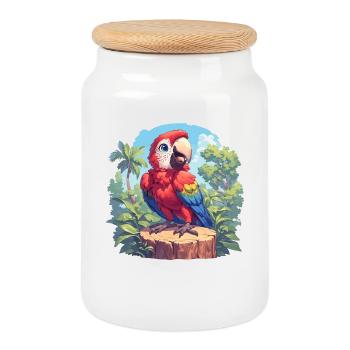 Macaw's Era - Cookie Jar with Wooden Lid - white - Front