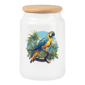 L’ère de l’ara - Boîte à biscuits avec couvercle en bois - blanc - Devant