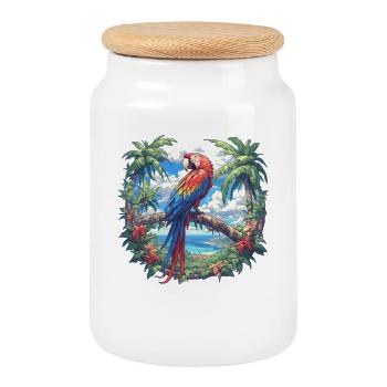 L’ère de l’ara - Boîte à biscuits avec couvercle en bois - blanc - Devant