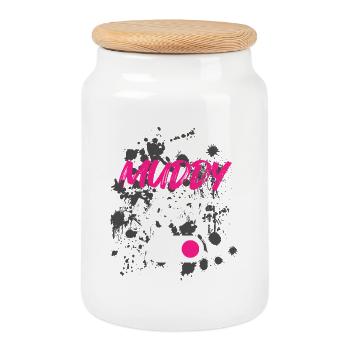 Muddy Mode on Schlammlauf Mud Run Muddy Race - Cookie Jar with Wooden Lid - white - Front