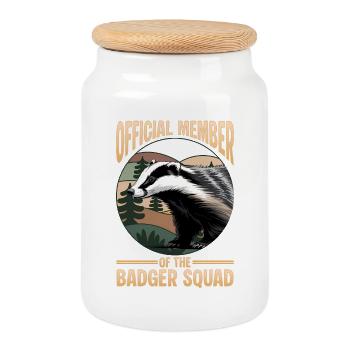 Funny Animal Badger - Cookie Jar with Wooden Lid - white - Front