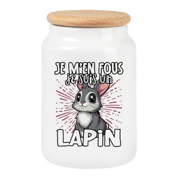 Je m'en fous je suis un lapin - süßer Hase - Keksdose mit Holzdeckel - Weiß - Vorne